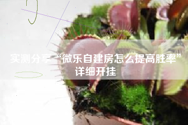 实测分享“微乐自建房怎么提高胜率	”详细开挂