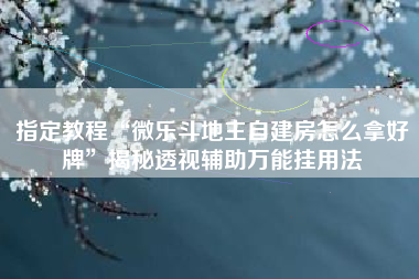 指定教程“微乐斗地主自建房怎么拿好牌”揭秘透视辅助万能挂用法