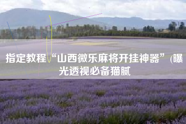 指定教程“山西微乐麻将开挂神器”(曝光透视必备猫腻