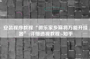 安装程序教程“微乐家乡麻将万能开挂器”(详细透视教程)-知乎