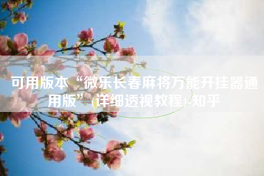 可用版本“微乐长春麻将万能开挂器通用版	”(详细透视教程)-知乎