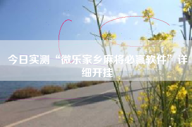 今日实测“微乐家乡麻将必赢软件”详细开挂