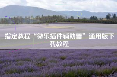指定教程“微乐插件辅助器”通用版下载教程