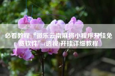 必看教程“微乐云南麻将小程序开挂免费软件	”(透视)开挂详细教程