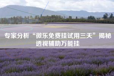 专家分析“微乐免费挂试用三天	”揭秘透视辅助万能挂