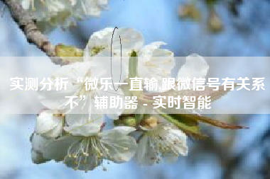 实测分析“微乐一直输,跟微信号有关系不”辅助器 - 实时智能