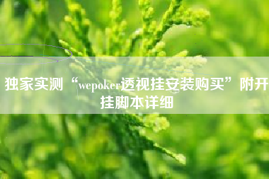 独家实测“wepoker透视挂安装购买”附开挂脚本详细