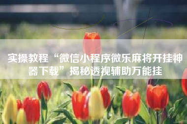 实操教程“微信小程序微乐麻将开挂神器下载	”揭秘透视辅助万能挂