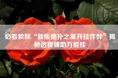 必看教程“新版德扑之星开挂作弊”揭秘透视辅助万能挂