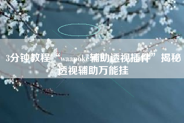 3分钟教程“waapoke辅助透视插件	”揭秘透视辅助万能挂