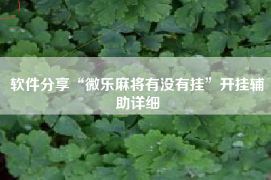 软件分享“微乐麻将有没有挂”开挂辅助详细