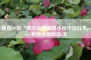 推荐一款“微乐山西麻将小程序挂红龙poker有透视辅助挂(太